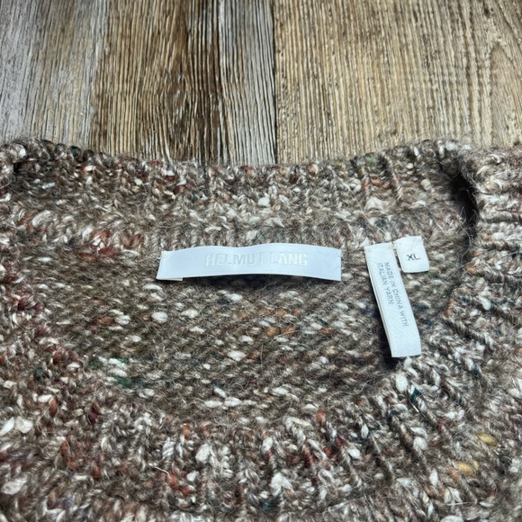 Helmut Lang Panelled Donegal Wool Alpaca and Silk-Blend Men's Sweater Brown XL - Picture 5 of 7